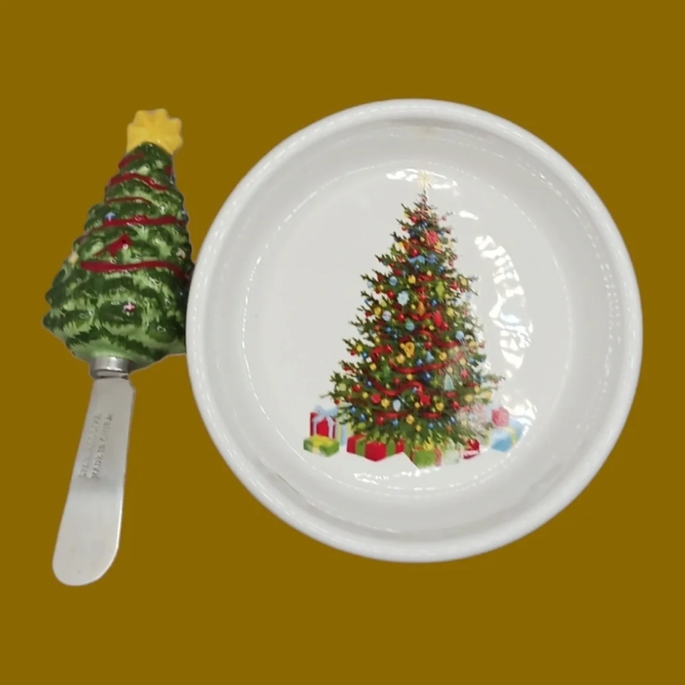 Martha Stewart dip mix set christmas bowl & knife